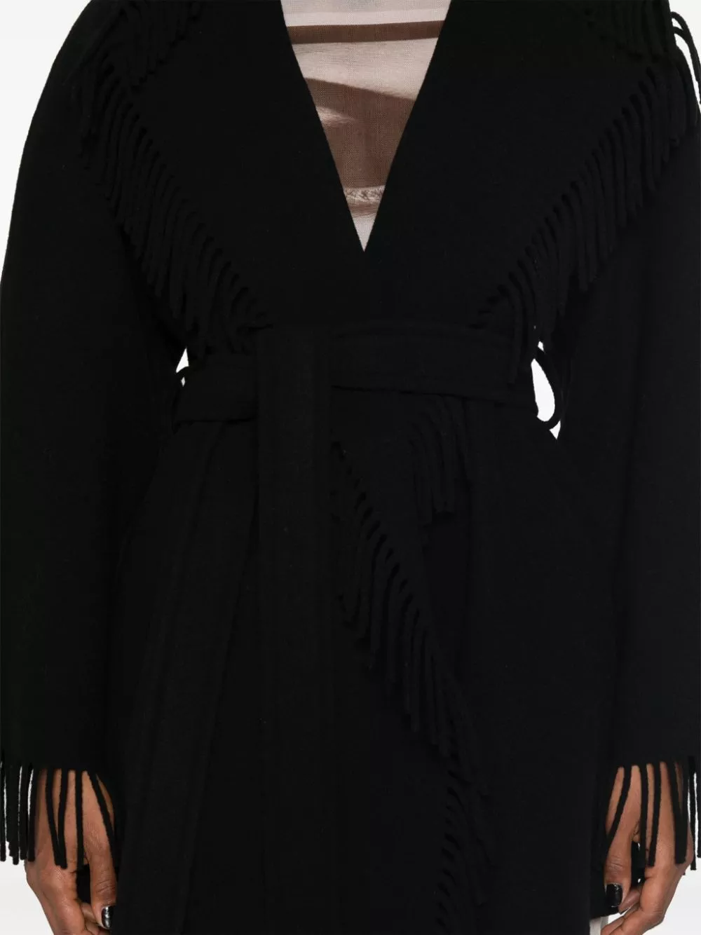 Affordable Balenciaga fringed-edge hooded cardi-coat Women 0124