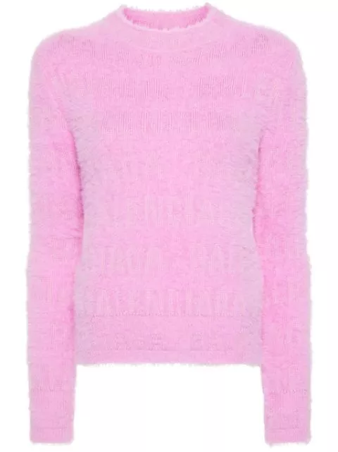 Affordable Balenciaga logo-knit fuzzy jumper Women 0129