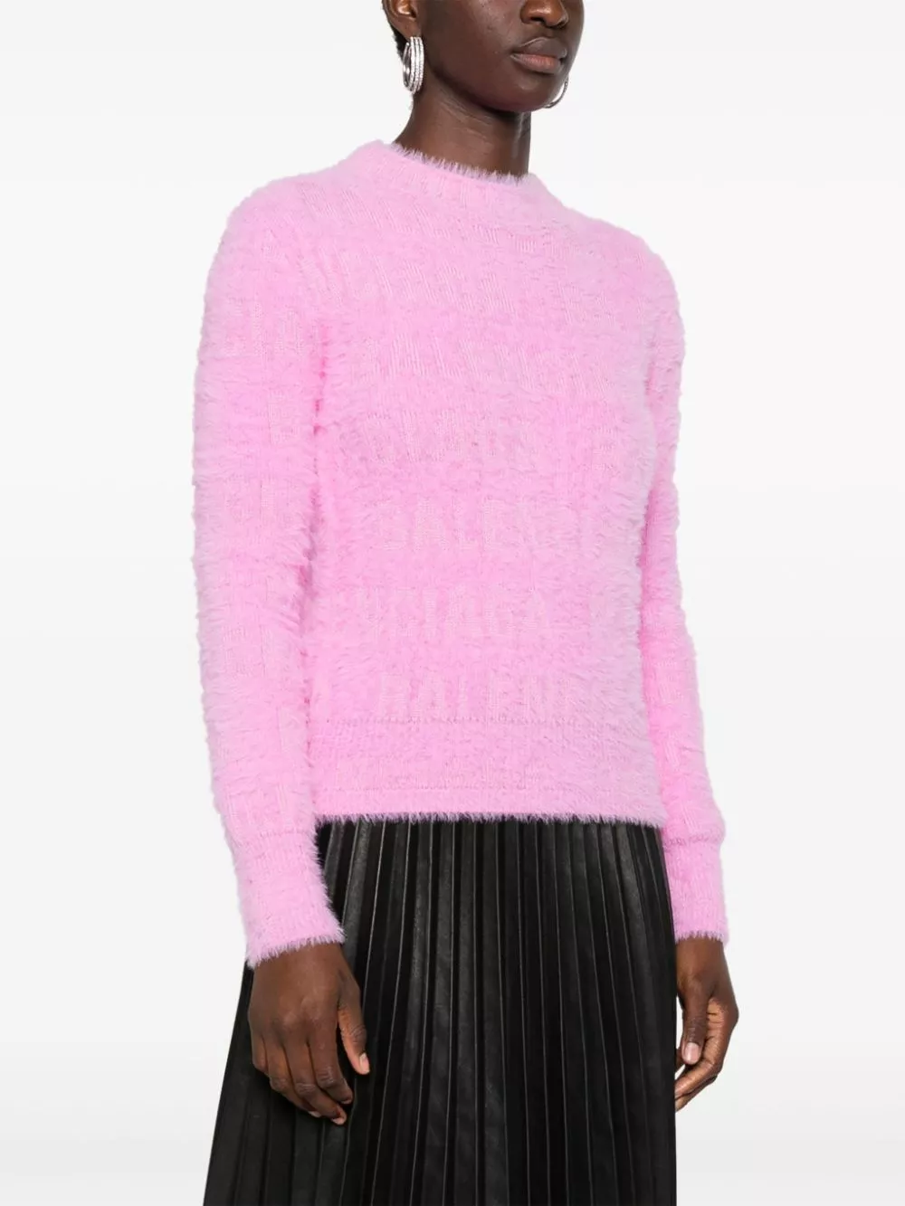 Cheap Balenciaga logo-knit fuzzy jumper Women 0116