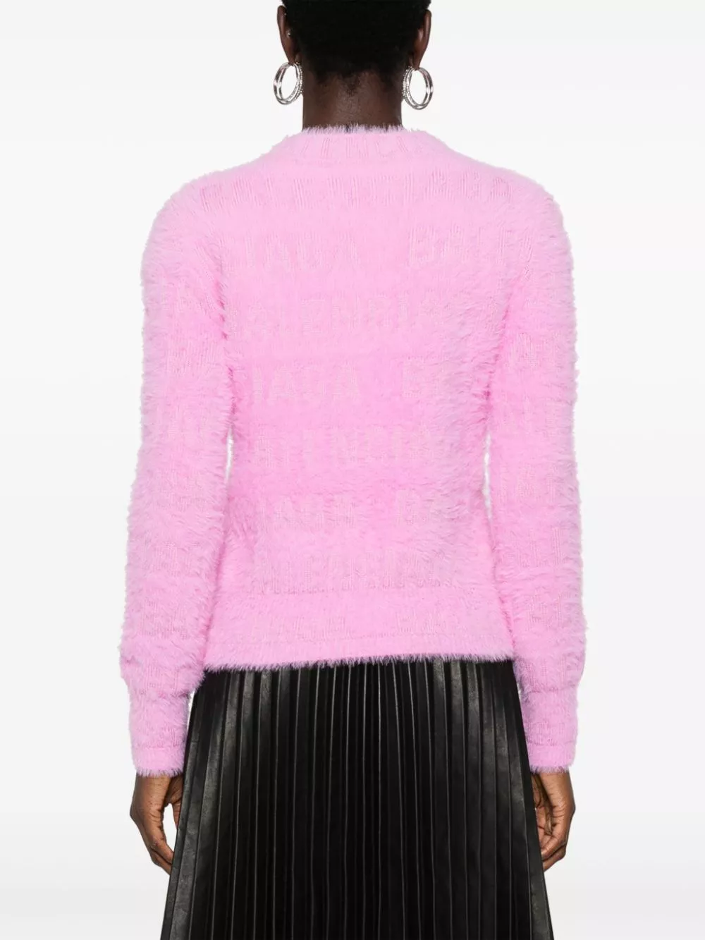 Affordable Balenciaga logo-knit fuzzy jumper Women 0129