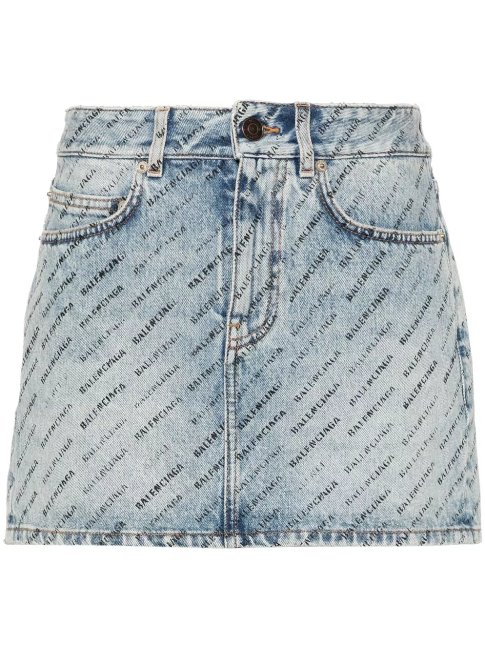 Affordable Balenciaga logo-print denim mini skirt Women 0130