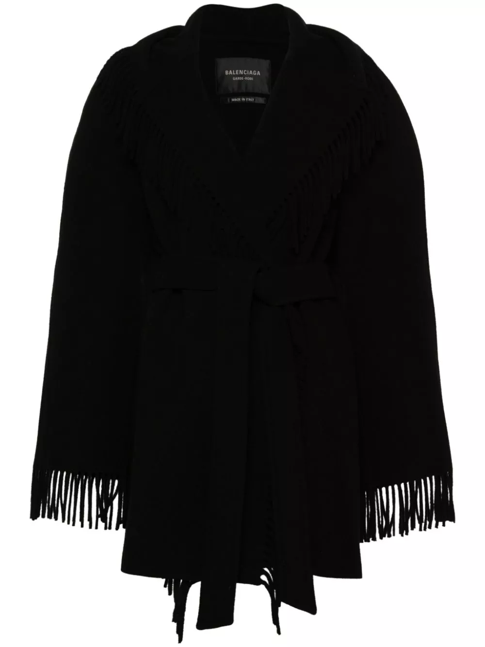 Affordable Balenciaga fringed-edge hooded cardi-coat Women 0124