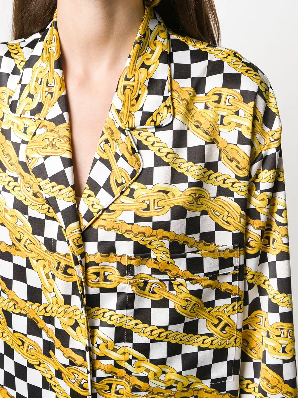 Affordable Balenciaga chain print checkerboard coat Women 0129