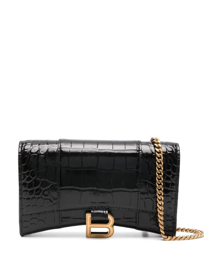 Affordable Hourglass Balenciaga wallet-on-chain Women crocodile-embossed 0217