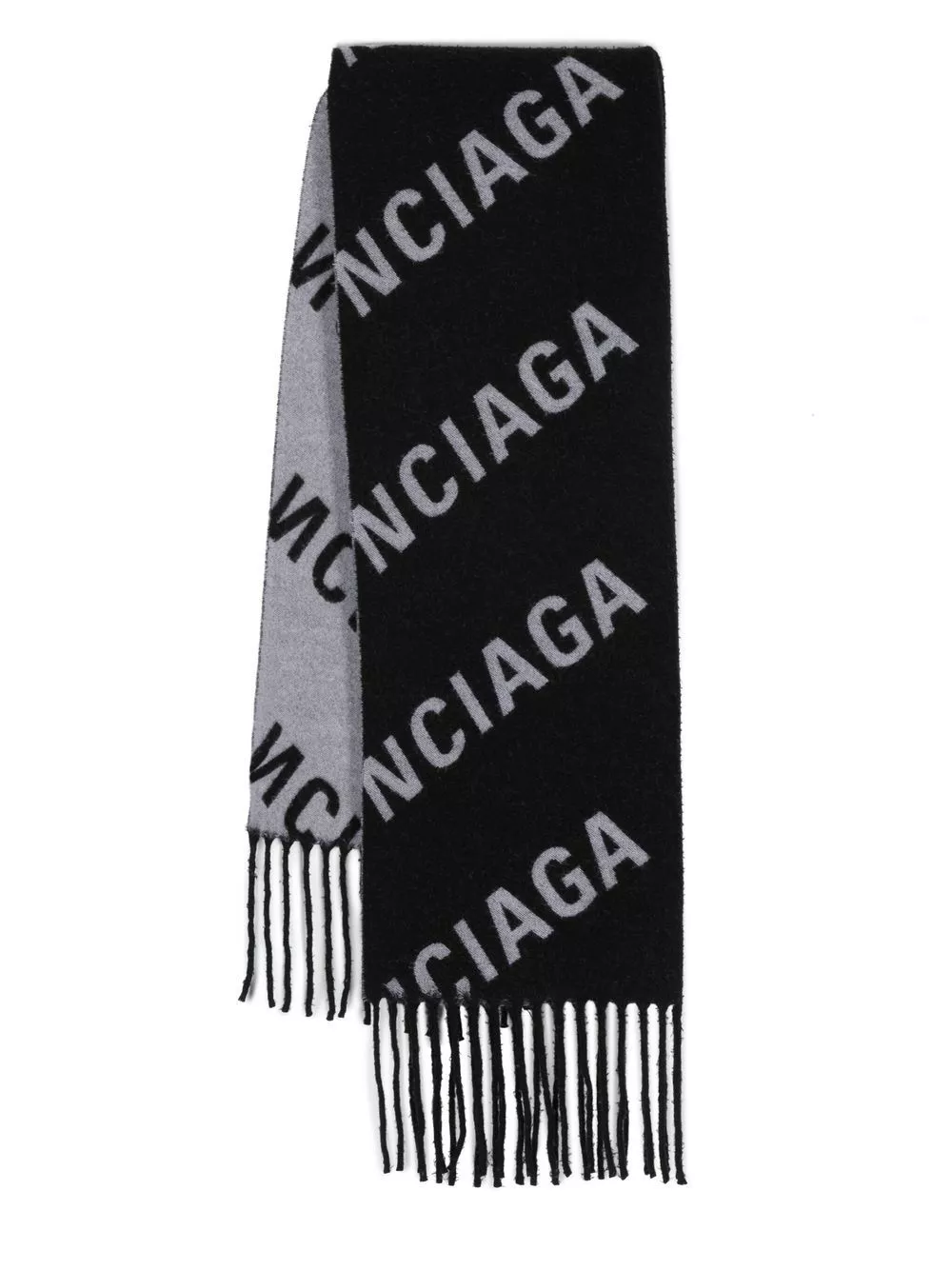 Cheap Balenciaga fringed jacquard-logo scarf Men 0203