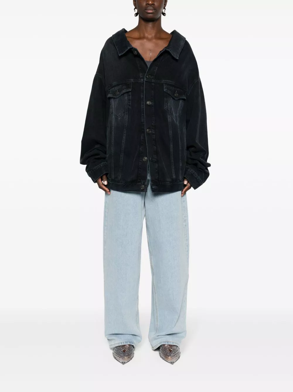 Affordable Balenciaga off-shoulder denim jacket Men 0202